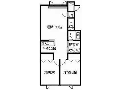 トーワ東7条 A棟(2LDK/1階)の間取り写真