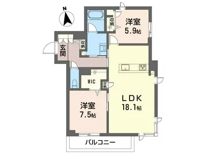 レゾンクレール(2LDK/2階)の間取り写真