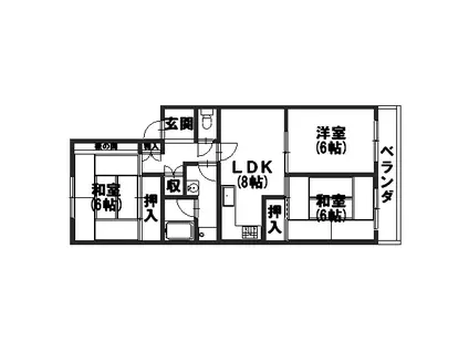 カルムハイツ平井(3LDK/3階)の間取り写真