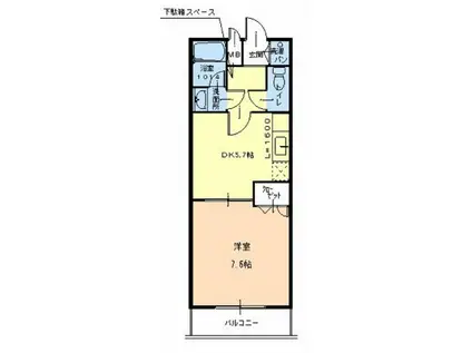 ラパス高倉台II(1DK/1階)の間取り写真