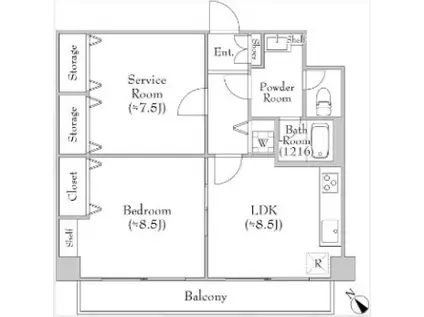 トラヴァローレ淵野辺(1SLDK/3階)の間取り写真