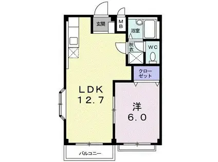 エルディム高橋(1LDK/2階)の間取り写真