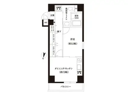 池之端加茂ビル(1DK/7階)の間取り写真