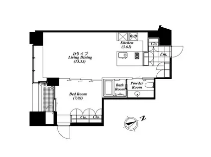 WE WILL八丁堀(1LDK/6階)の間取り写真
