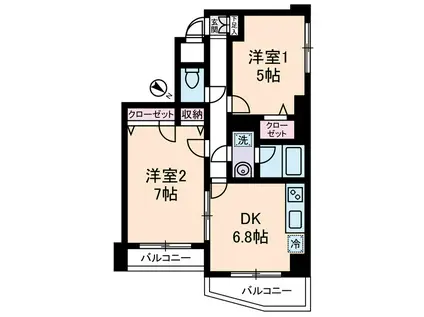 コート高橋(2DK/2階)の間取り写真