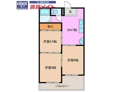 馬瀬ハイツ(3DK/2階)の間取り写真