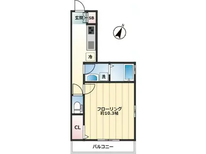 ラ・メール(1K/2階)の間取り写真