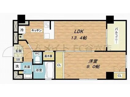 グレンパーク梅田北(1LDK/10階)の間取り写真