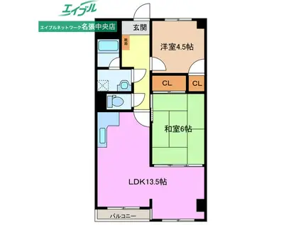 マ・メゾン(2LDK/2階)の間取り写真