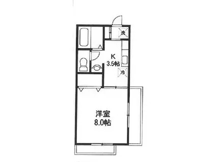 パークサイドA棟(1K/2階)の間取り写真