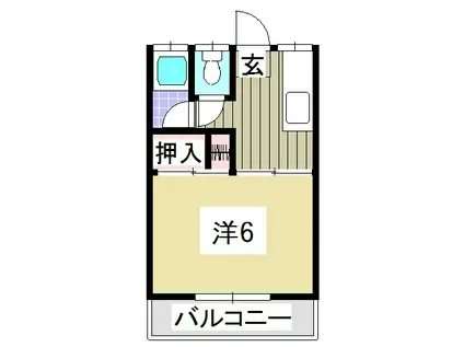 カクサン第2コーポ(1K/2階)の間取り写真