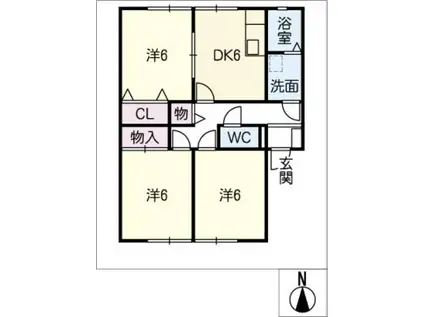 シャローム林B(3DK/1階)の間取り写真