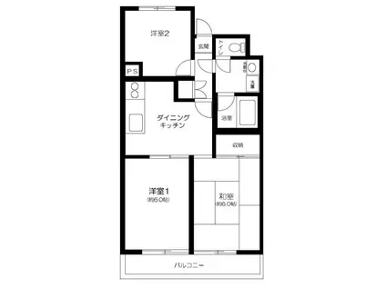 コーディアル久我山ー再契約型 定期-(3DK/1階)の間取り写真