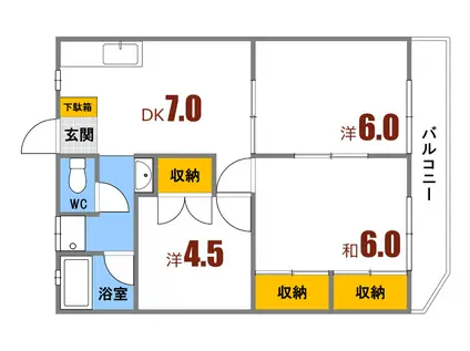 M・Rビル(3DK/2階)の間取り写真