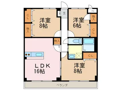 VIEW CREST(3LDK/4階)の間取り写真