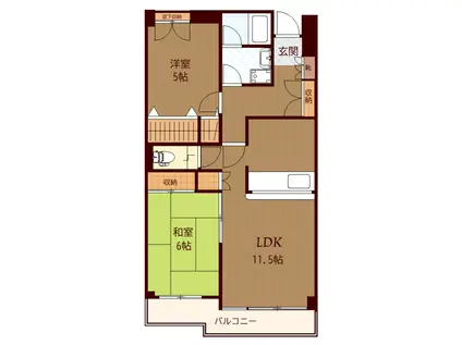 プロスペリアつくば(2LDK/5階)の間取り写真