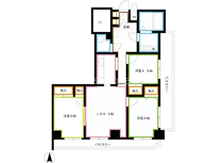 チェレスタT小金井(3LDK/6階)の間取り写真