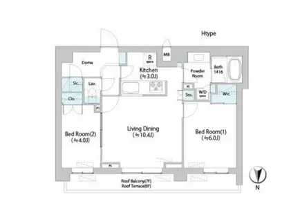 ネウボーノ菊川II(2LDK/7階)の間取り写真