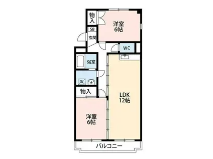 エクシア保坂(2LDK/1階)の間取り写真