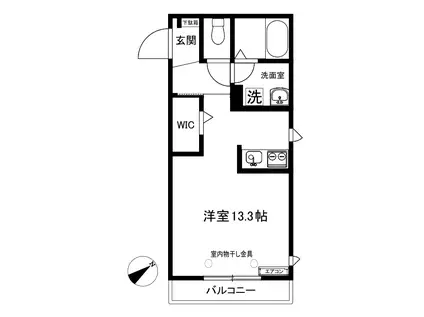 グランディール新百合(ワンルーム/1階)の間取り写真