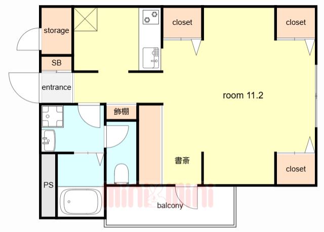 GLANZ COURT JOHN 立花町(ワンルーム/1階)の間取り写真