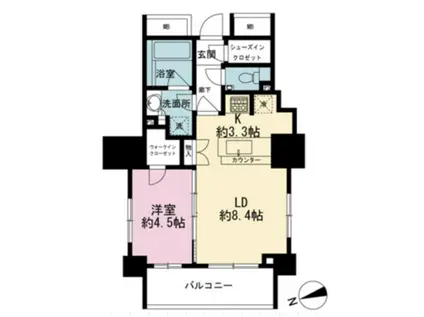 ザ・パークハウスアーバンス御成門(1LDK/11階)の間取り写真