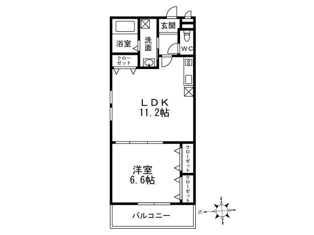 フジパレス岩田町II番館(1LDK/1階)の間取り写真