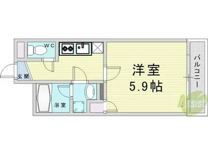 PRIMAVERA MINAMIMORIMACHI(1K/13階)の間取り写真