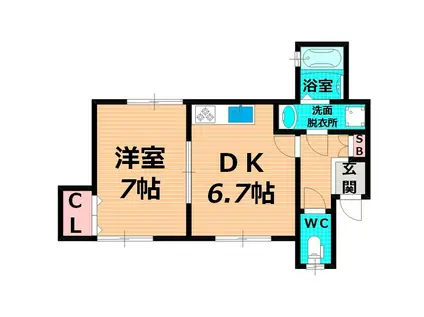 KAI 清水1丁目(1DK/2階)の間取り写真