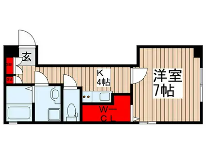 エクセル・フラット(1K/1階)の間取り写真