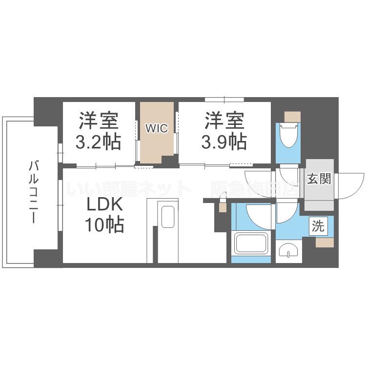 ソルレヴェンテ新梅田(2LDK/5階)の間取り写真
