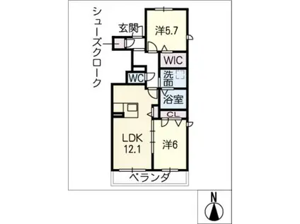 グラン・アーブル(2LDK/1階)の間取り写真