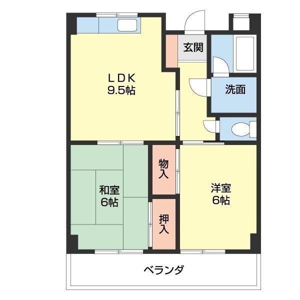 グリーンフル小雑賀(2LDK/5階)の間取り写真