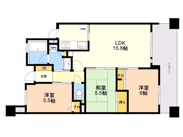 アソシア原セントラルスクエア(3LDK/5階)の間取り写真