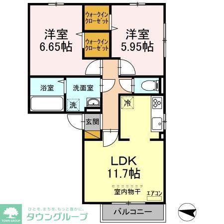 パークサイドSOGA(2LDK/3階)の間取り写真