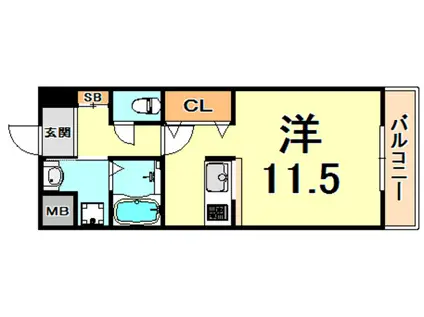 リブェール天城(ワンルーム/1階)の間取り写真