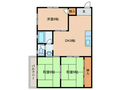 アスエ長田マンション(3DK/1階)の間取り写真