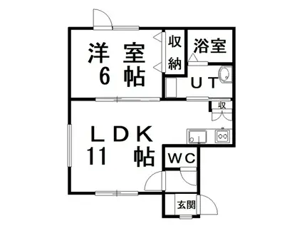 LALA・ミモザ(1LDK/2階)の間取り写真