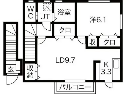キャスケードD(1LDK/2階)の間取り写真