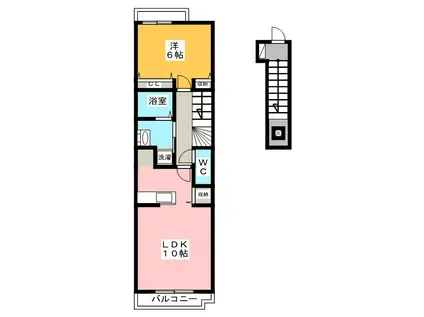 ハピネス(1LDK/2階)の間取り写真