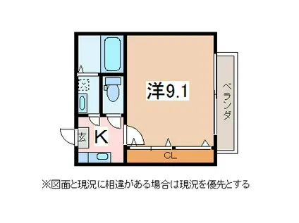 マンション・スミオ(1K/2階)の間取り写真