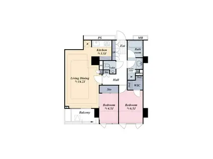 センチュリーフォレスト4号棟(2LDK/7階)の間取り写真