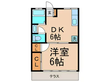 ハイム清芳(1DK/2階)の間取り写真