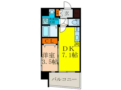アンフィニXVII(1DK/2階)の間取り写真