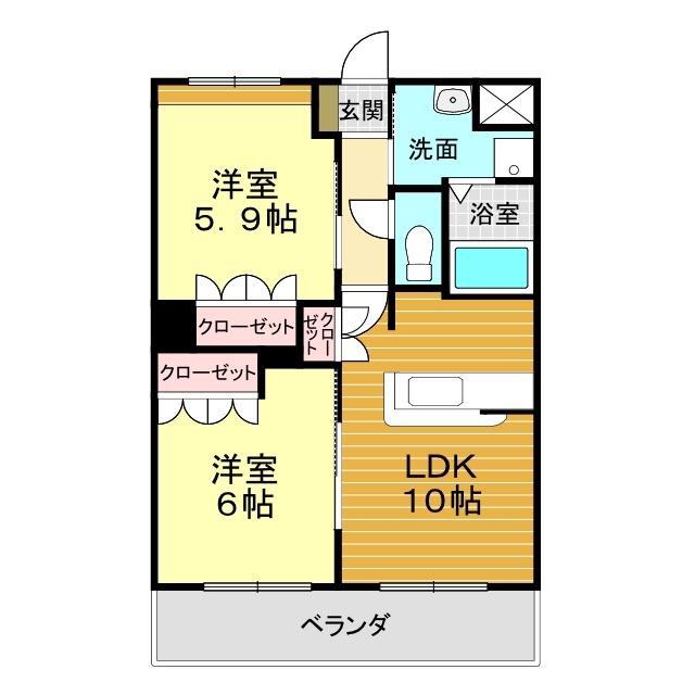 グローリーガーデン(2LDK/2階)の間取り写真