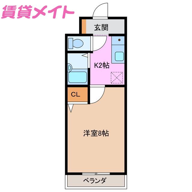 エスポワール神成(1K/1階)の間取り写真