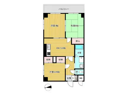 サンライトマンション(3DK/5階)の間取り写真