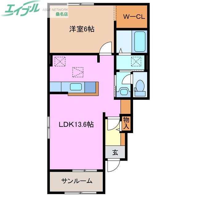 グリーンウッド 白山(1LDK/1階)の間取り写真