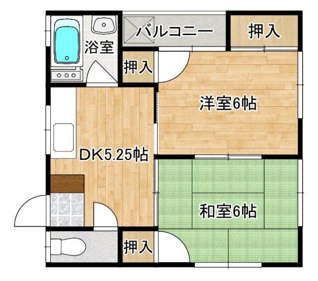 三宅第3アパート(2DK/2階)の間取り写真