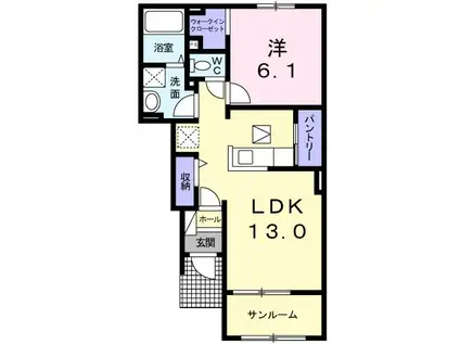 エール ド ランジュA(1LDK/1階)の間取り写真